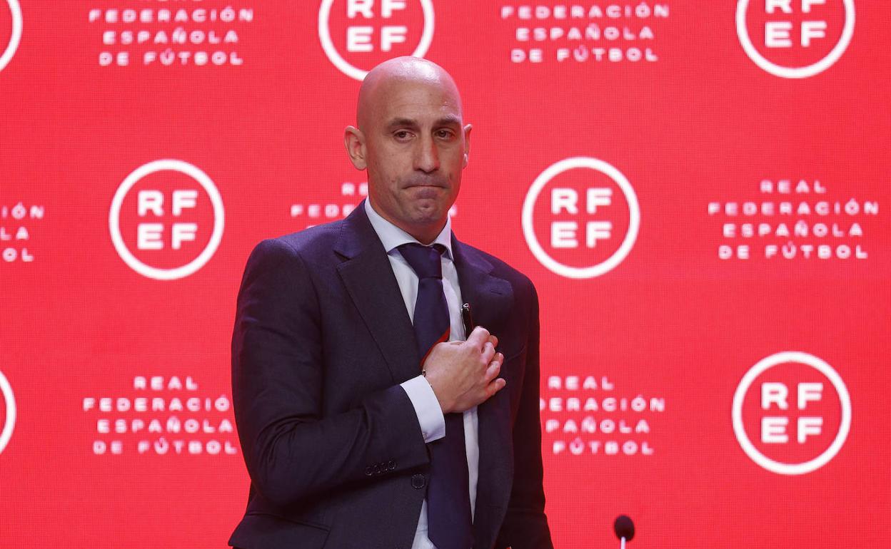 Luis Rubiales, este miércoles, en rueda de prensa.