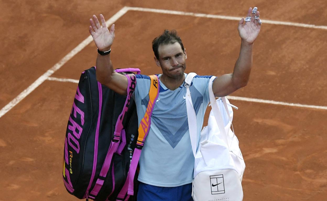 Rafa Nadal después de la derrota frente a Alcaraz en el Madrid Open. 