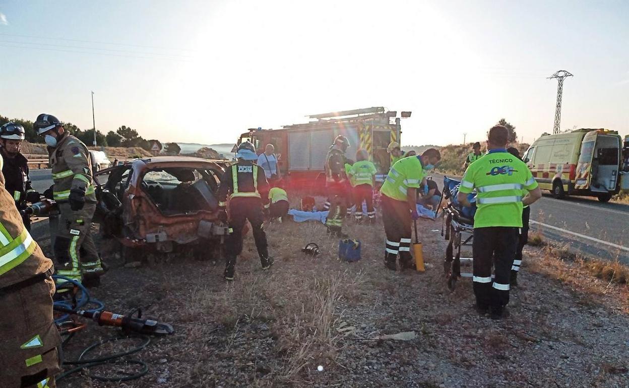 Estado del vehículo siniestrado tras el accidente.
