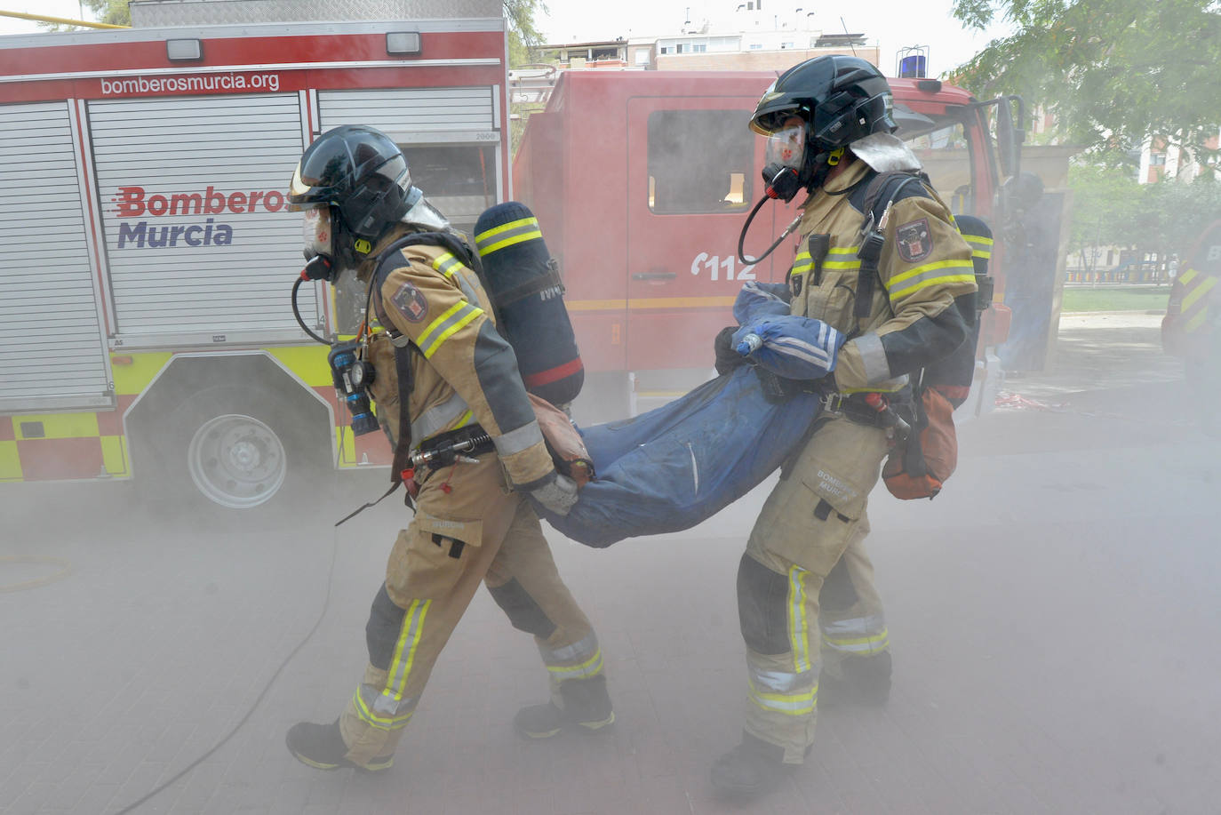 Fotos: El simulacro de los bomberos de Murcia, en imágenes