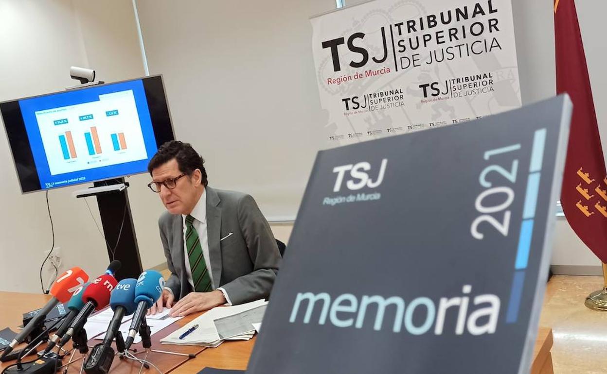 El presidente del Tribunal Superior de Justicia de la Región, Miguel Pascual del Riquelme, presenta este jueves la memoria judicial del año 2021