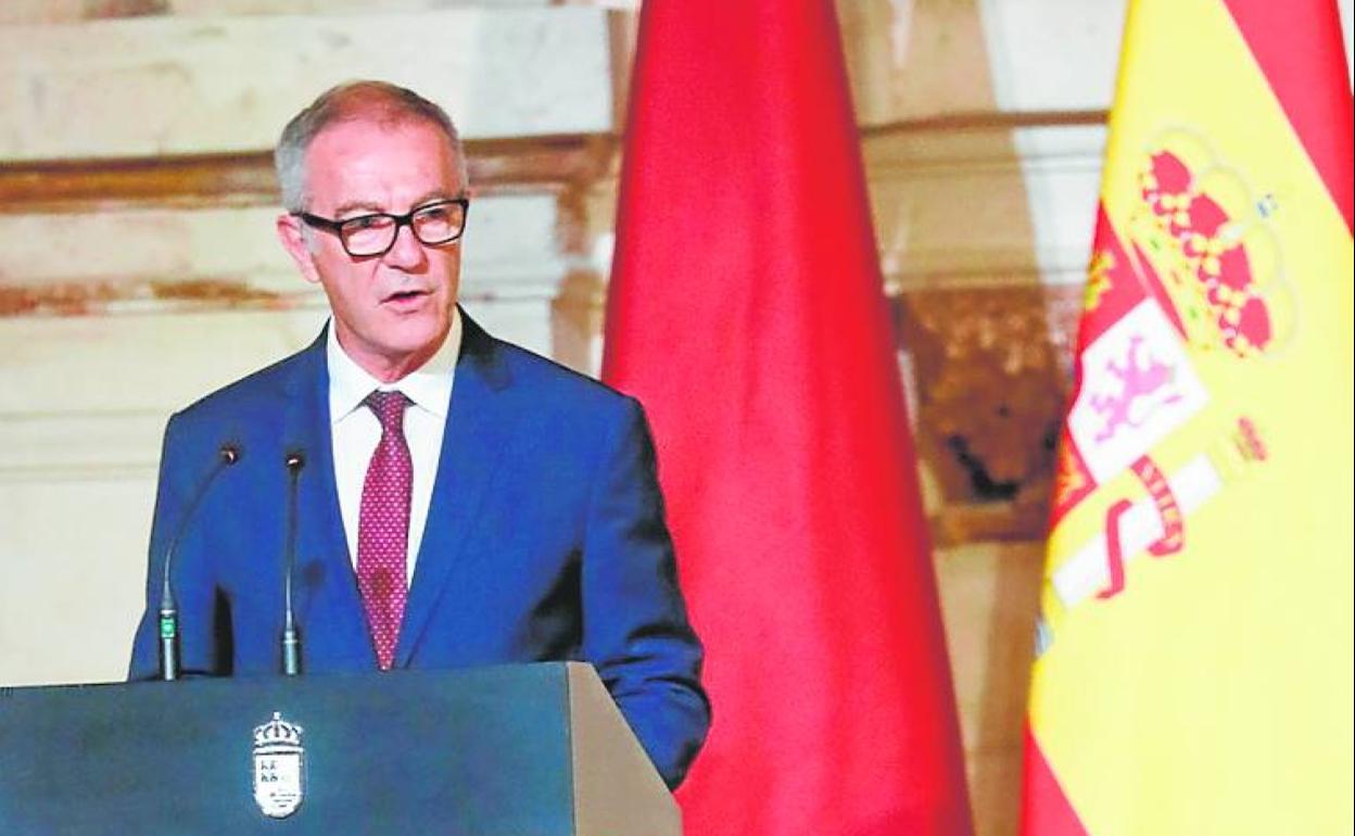 José Guirao, en 2019, durante su intervención en el acto de toma de posesión del presidente regional Fernando López Miras.