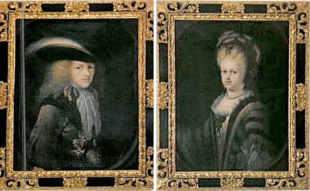 Los óleos de Felipe V y María Luisa de Saboya, obras de Miguel Jacinto Meléndez de Ribera, que datan de 1703. 