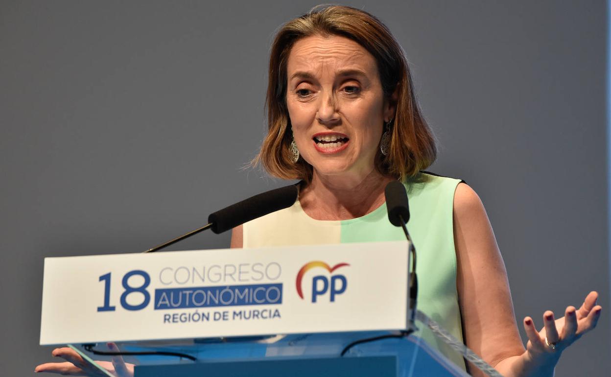 Cuca Gamarra, durante su intervención en el congreso del PP regional.