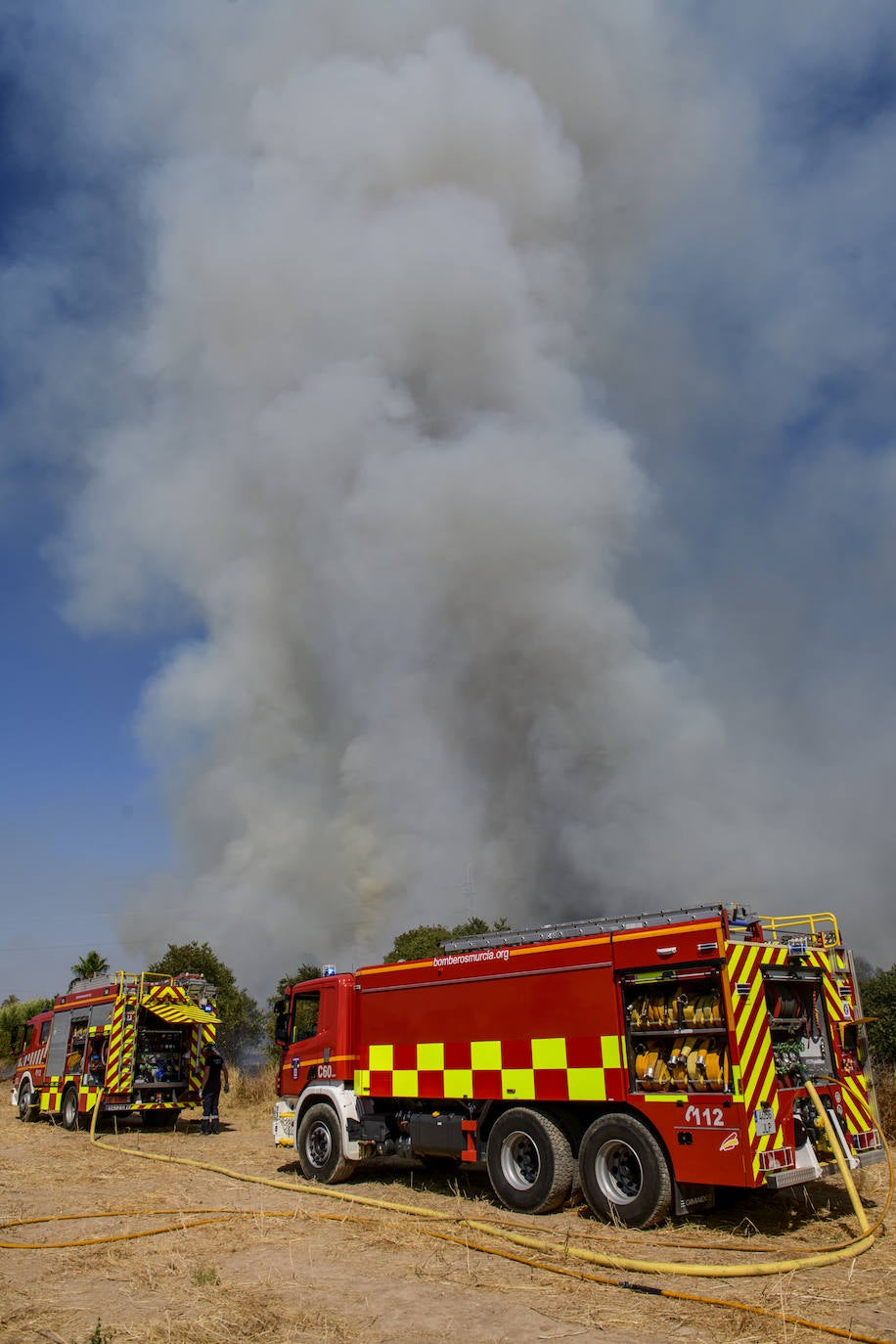 Fotos: Un incendio en un huerto se queda a las puertas del convento de Guadalupe