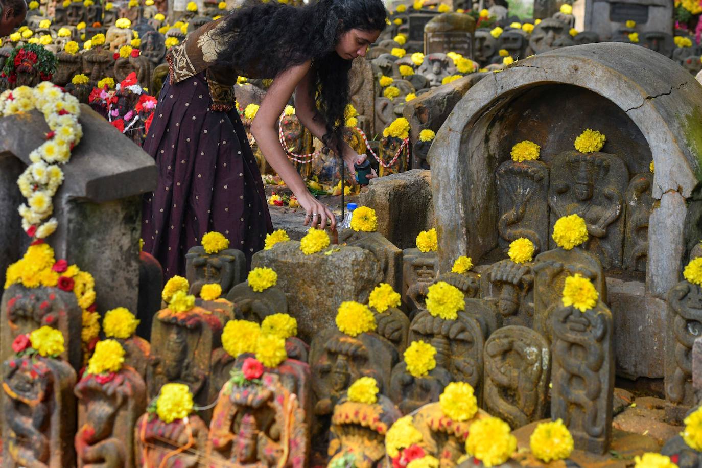Fotos: Ofrendas y adoración a las serpientes en Bangalore