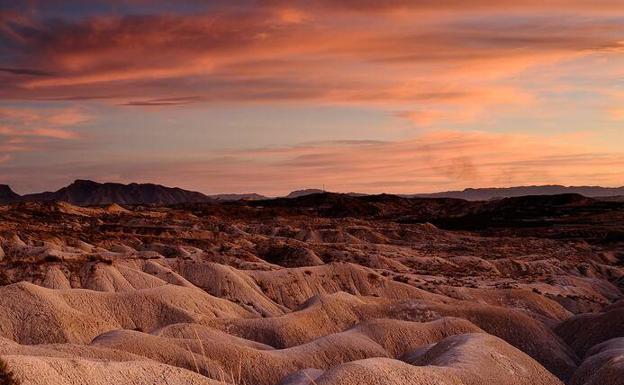 Atardecer en los Badlands de Abanilla.