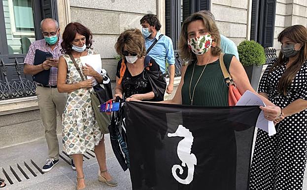 La ILP se registra en el Congreso y la ministra Teresa Ribera sale a saludar a sus promotores (29 de julio de 2020).