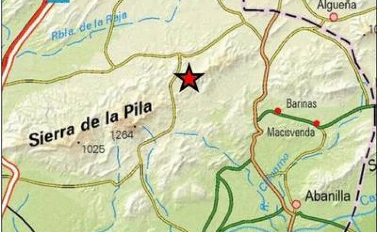 Imagen que señala el epicentro del seísmo. 