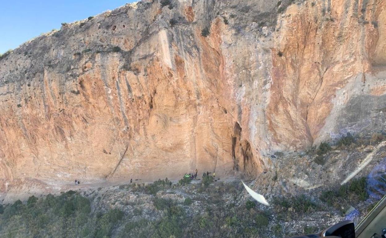Zona de escalada donde la joven sufrió la caída.