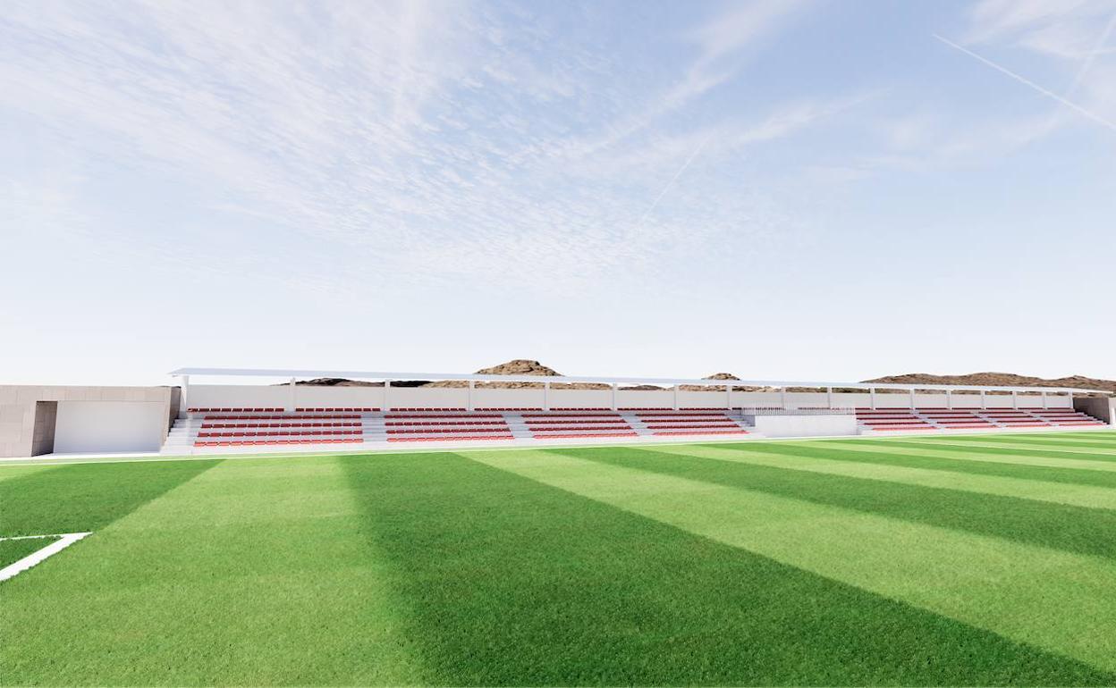 Recreación de las obras que se llevarán a cabo en el campo de fútbol. 