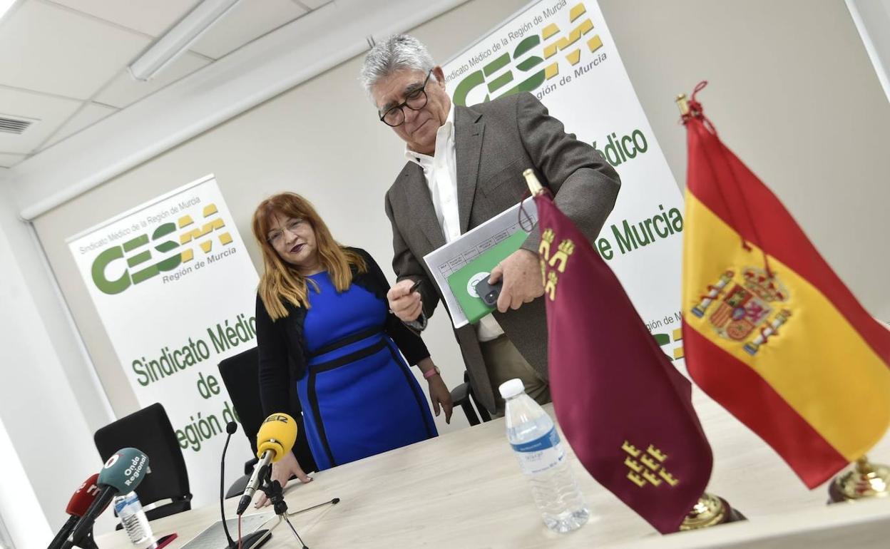 Rueda de prensa del Sindicato Médico de la Región de Murcia, este viernes.