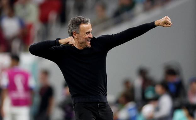 Luis Enrique celebra la goleada de España ante Costa Rica. 