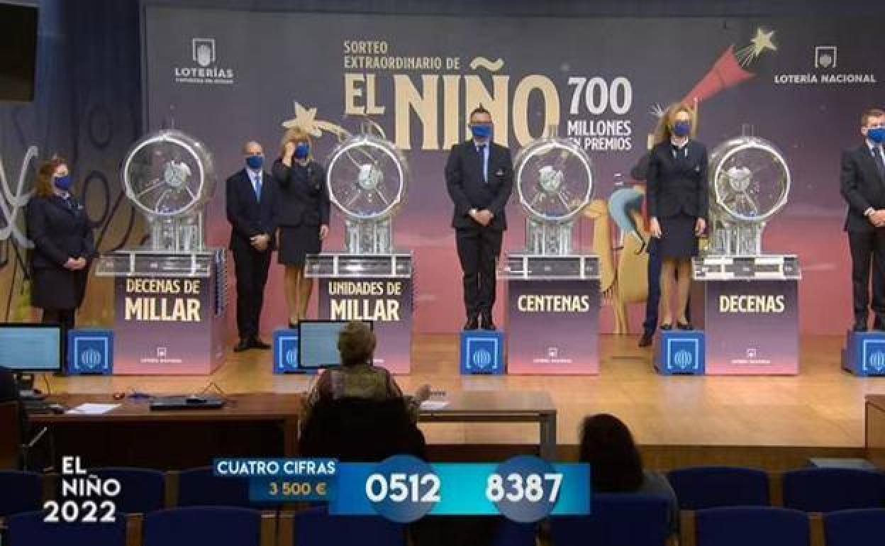 Imagen de la retransmisión de la Lotería del Niño de 2022. 