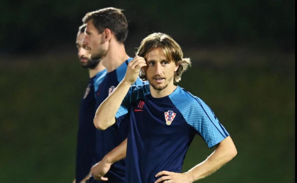 Modric, en un entrenamiento de la selección croata. 