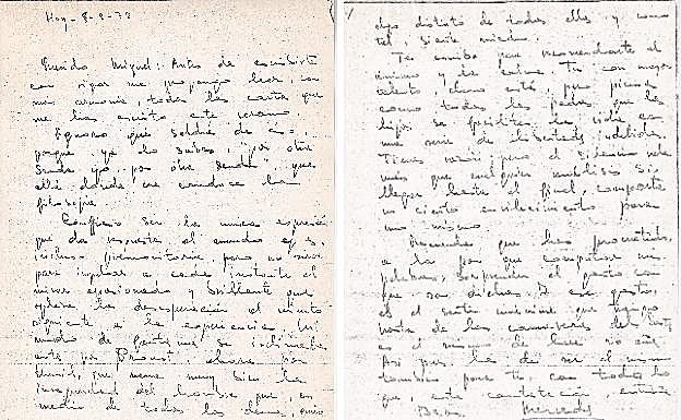 Carta de Mercedes a Miguel en septiembre del 73, en la que queda patente su don para la palabra. 