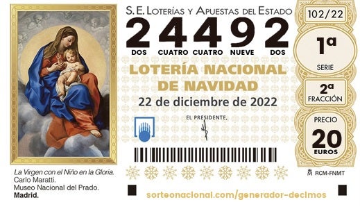 Quinto premio de la Lotería de Navidad 2022, el 24492 se queda con otro quinto premio de la Lotería de Navidad