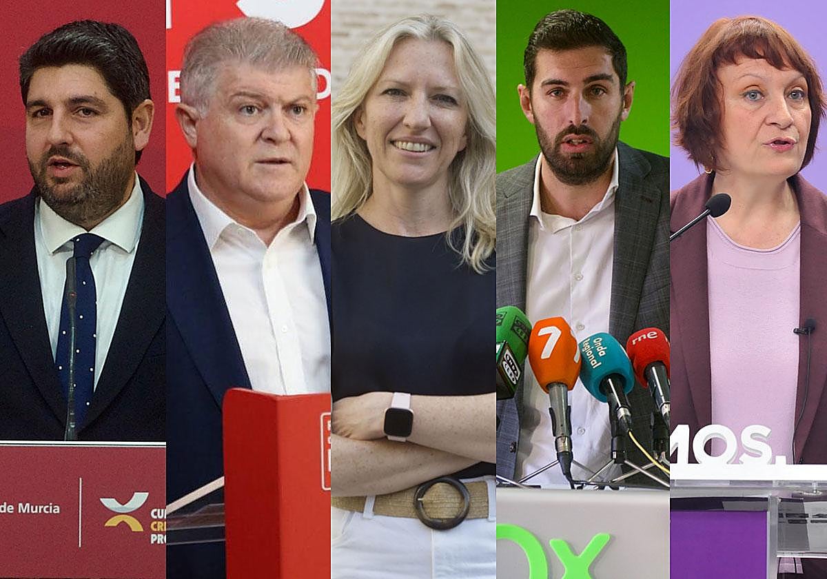 Fernando López Miras, José Vélez, María José Ros Olivo, José Ángel Antelo y María Marín.