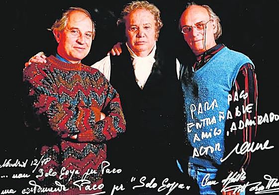 Dedicatoria de Carlos Saura a Paco Rabal por 'Goya en Burdeos'.