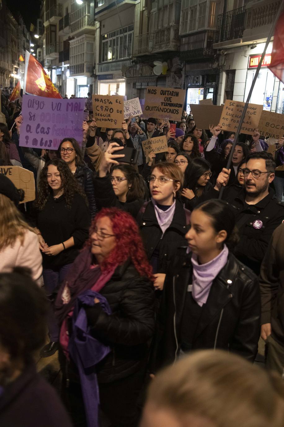 La manifestación del Día de la Mujer en Cartagena, en imágenes