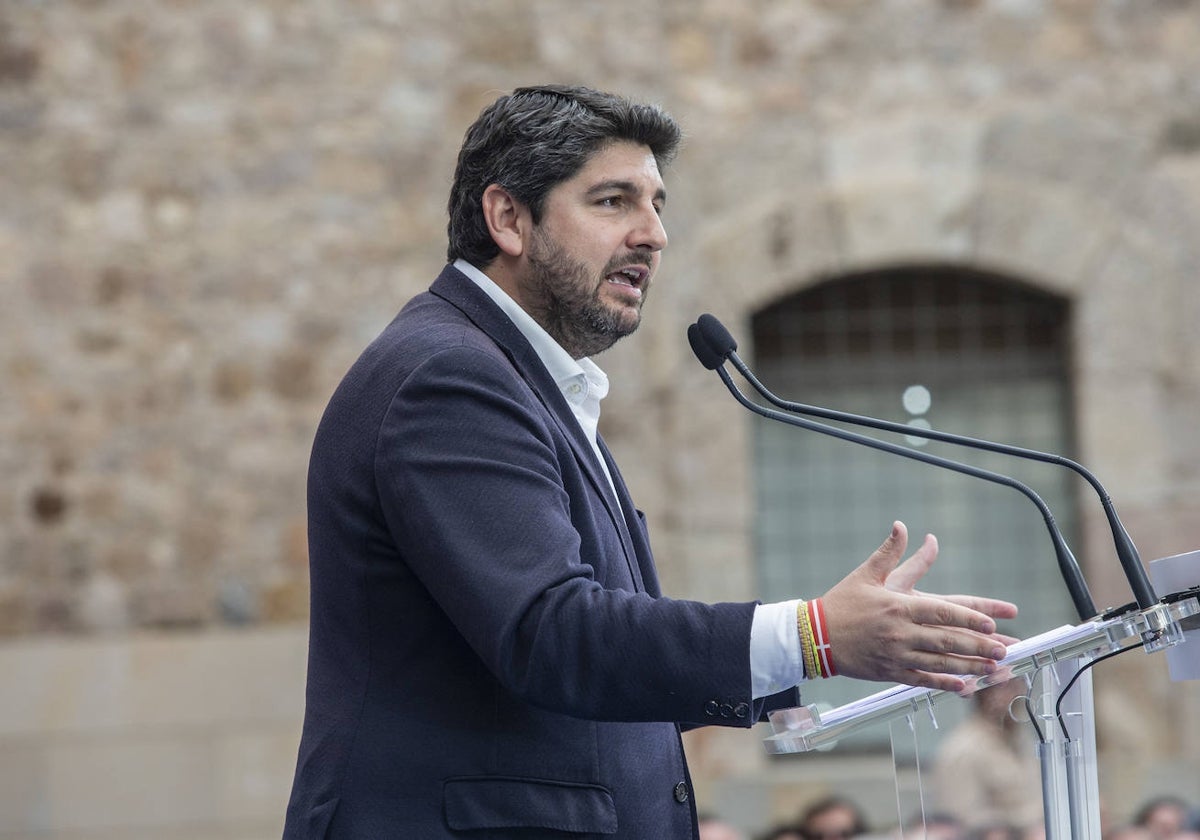 Fernando López Miras, este sábado en un acto electoral en Cartagena.