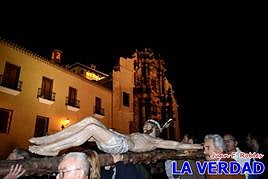 La imagen del Cristo de los Voluntarios en la explanada de la basílica de la Vera Cruz