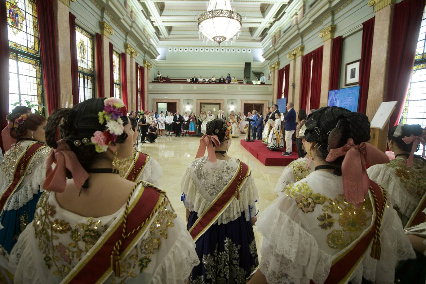 Las imágenes de la recepción de las Reinas de la Huerta de Murcia en el Palacio de San Esteban
