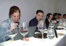 Expertos realizan las catas en el Museo del Vino de Jumilla, ayer. G. L.