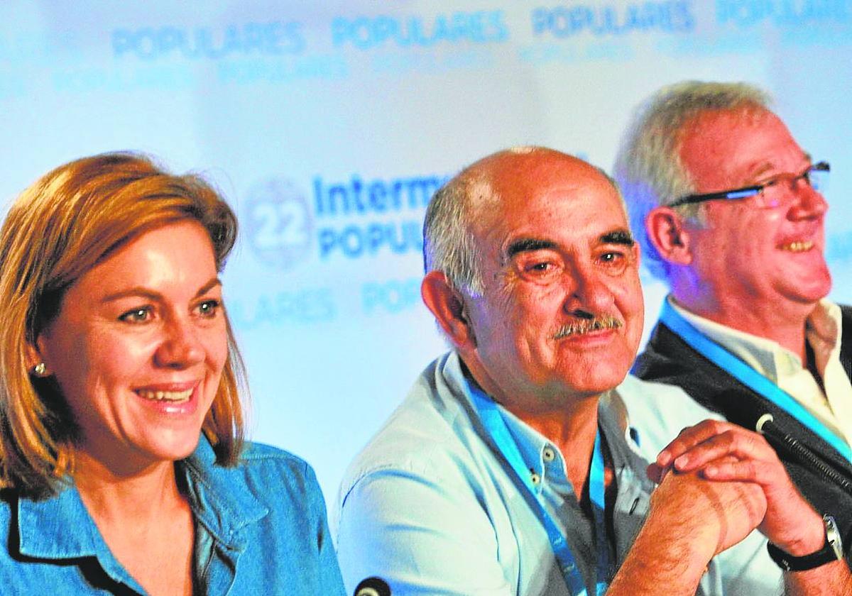 Cospedal, Garre y Valcárcel, en la Intermunicipal del PP de 2014, cuando había amistad y unión.