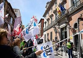 Protesta el pasado miércoles de los sindicatos ante el Ministerio de Justicia, en Madrid.