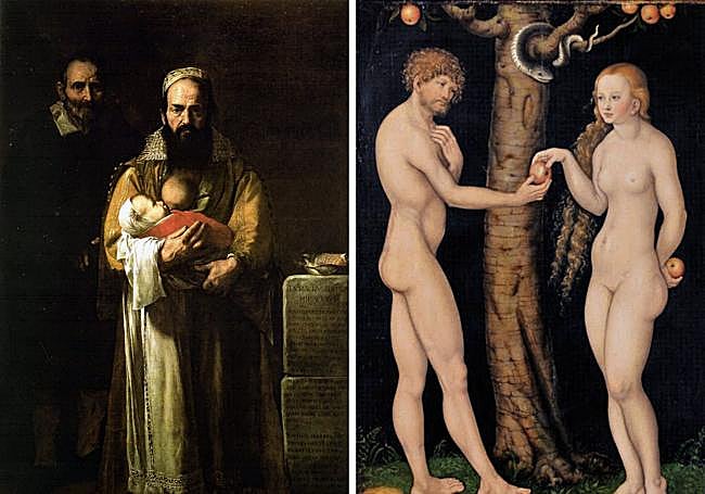 'La mujer barbuda', de José de Ribera. 'Adán y Eva', de Lucas Cranach.