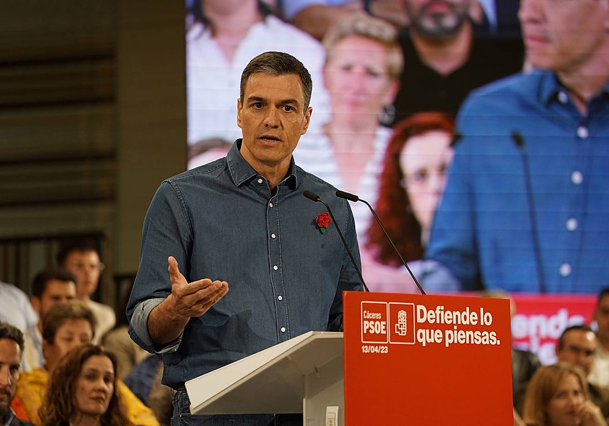 Pedro Sánchez, durante un reciente acto electoral del PSOE.