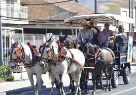 Huertanos de camino al Rocío en carro