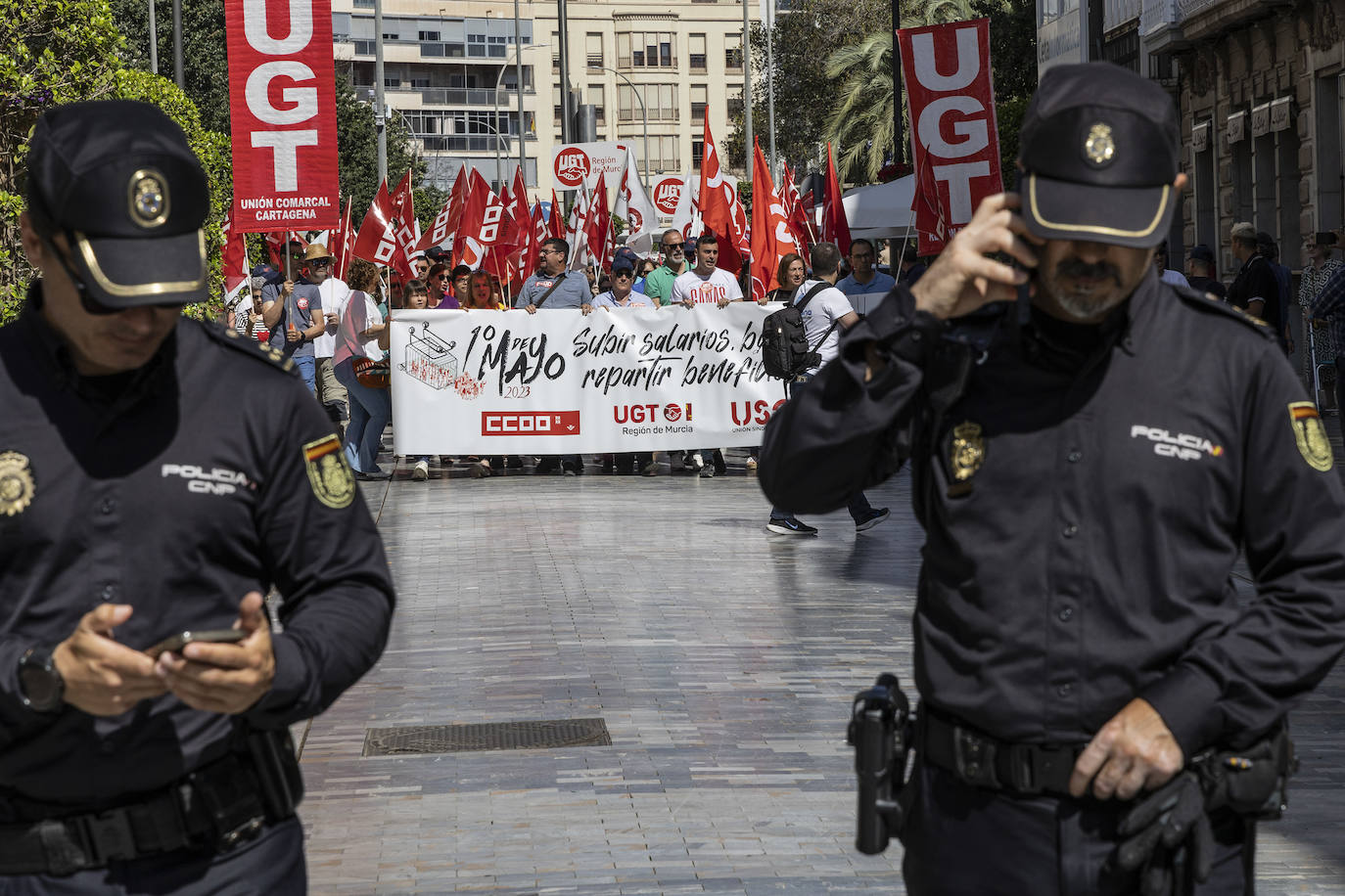La manifestación del Primero de Mayo en Cartagena, en imágenes