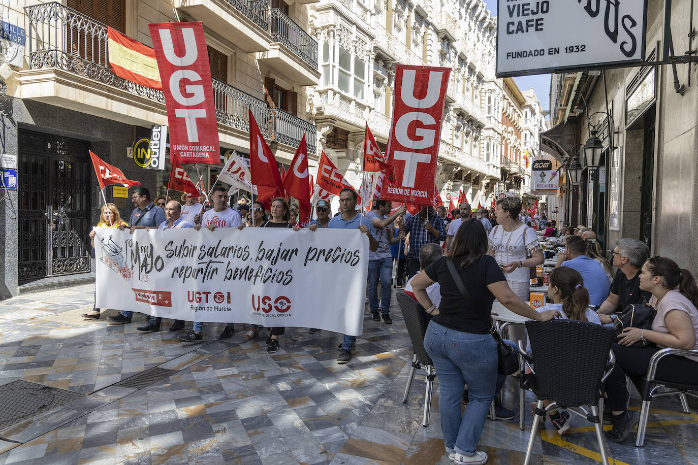 La manifestación del Primero de Mayo en Cartagena, en imágenes