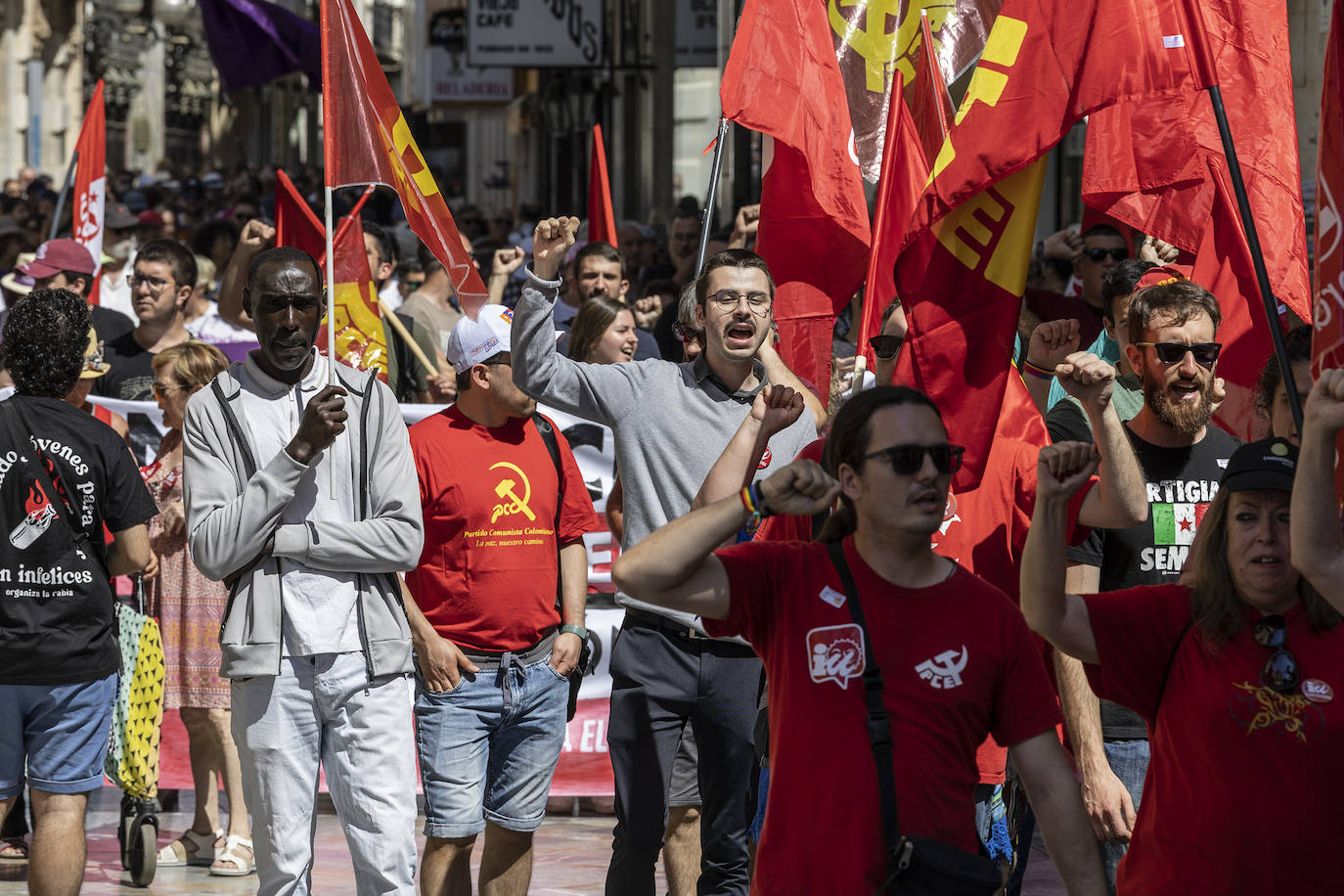 La manifestación del Primero de Mayo en Cartagena, en imágenes