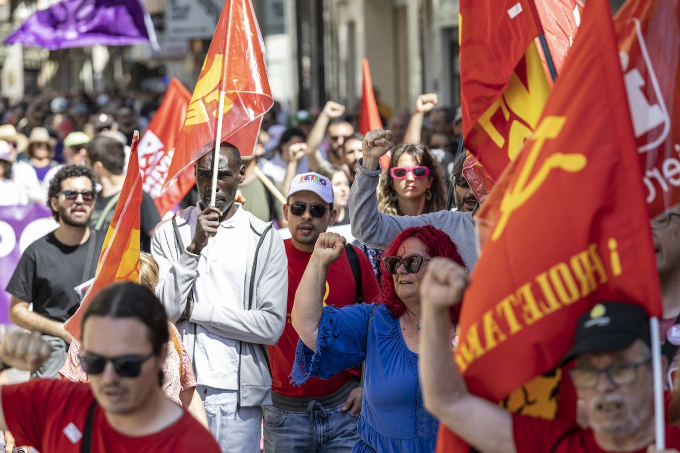 La manifestación del Primero de Mayo en Cartagena, en imágenes