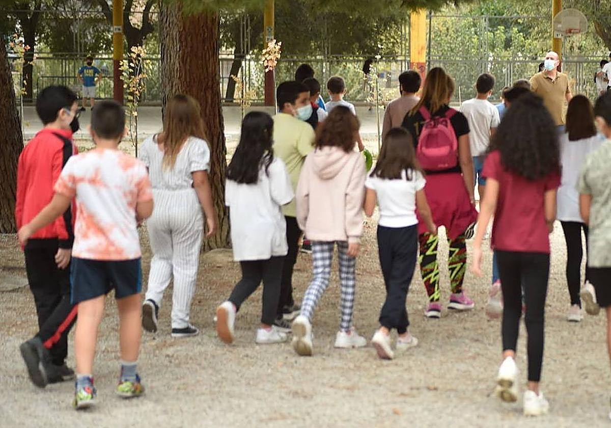 Varios escolares, durante una actividad con su centro educativo.
