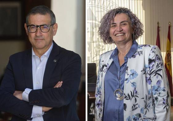 El rector de la UMU, José Luján, y la rectora de la UPCT, Beatriz Miguel.