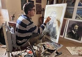 Un refugio para el arte. El pintor Carlos Pardo (Murcia, 1970), en el estudio de su casa de Mazarrón.