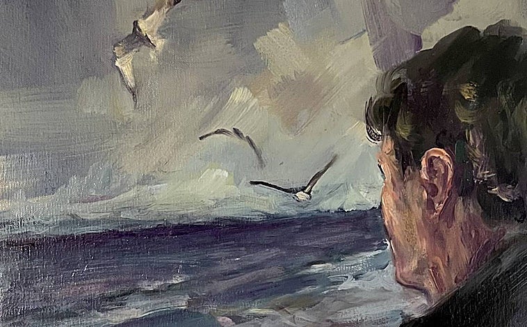 Imagen - Portada de Ababol dedicada a Rafael Alberti. Un autorretrato del artista Carlos Pardo en el mar.