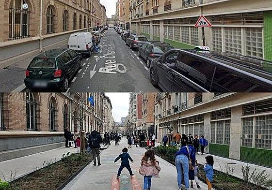 Transformación de una calle escolar en el centro de París.
