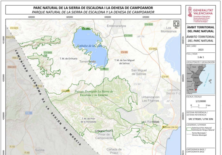 Mapa del futuro parque natural.