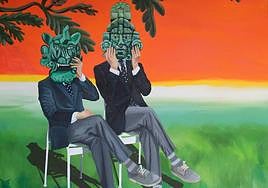 La obra 'Mis dioses' es la propuesta de la artista murciana Carmen Cantabella para ilustrar la portada de Ababol dedicada a Raimundo de los Reyes.