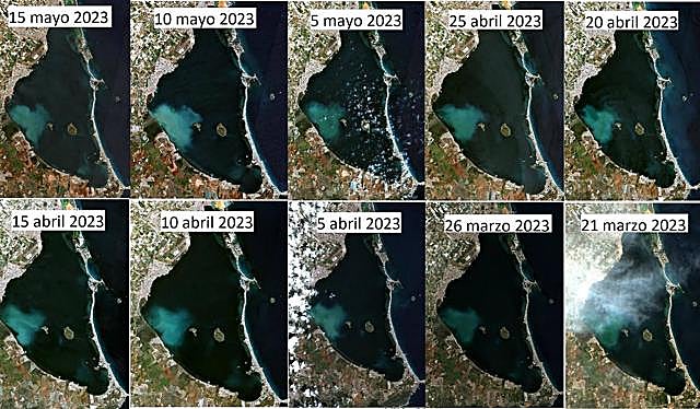Evolución de la mancha blanquecina entre el 21 de marzo y el 15 de mayo.