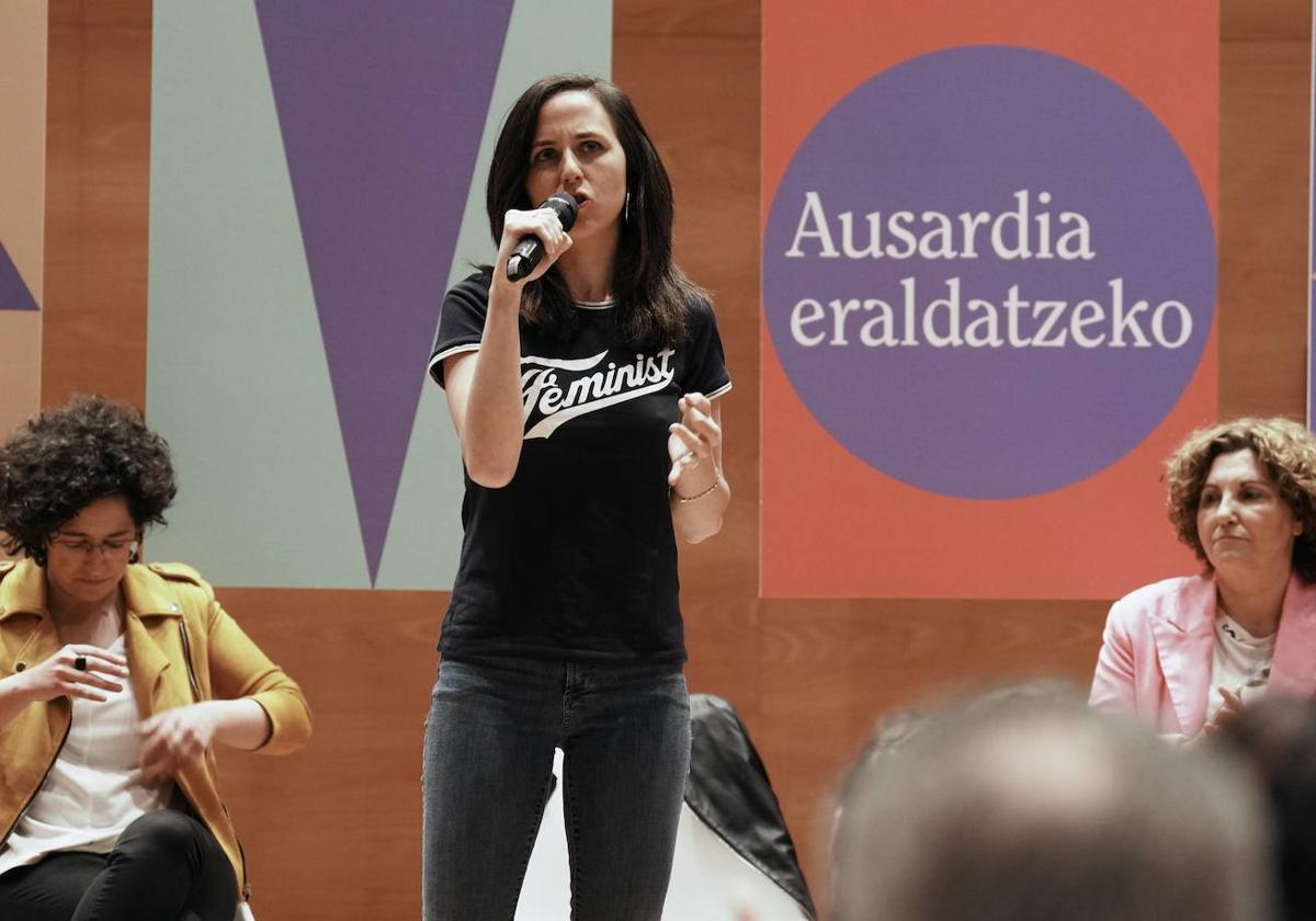 Ione Belarra, este viernes, en un acto electoral en Bilbao.