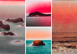 Cuatro imagenes de la muestra 'El mar y el infinito' conseguidas con una cámara de gran tamaño y casi media hora de exposición.