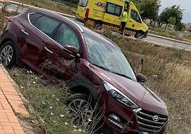 Coche accidentado en Torre Pacheco este domingo.