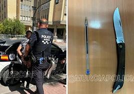 Imagen del arresto y del arma del detenido.