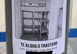 Anuncio de alquiler de un trastero.